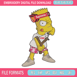 bart supreme embroidery design, supreme embroidery, embroidery file, anime embroidery, simpson shirt, digital download