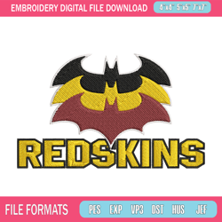 batman symbol washington redskins embroidery design, washington redskins embroidery, nfl embroidery, sport embroidery