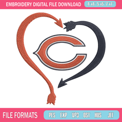 chicago bears heart embroidery design, chicago bears embroidery, nfl embroidery, sport embroidery, embroidery design (2