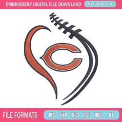 chicago bears heart embroidery design, chicago bears embroidery, nfl embroidery, sport embroidery, embroidery design (3