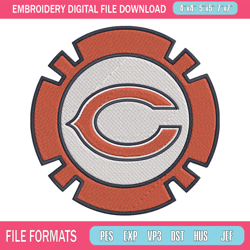 chicago bears poker chip ball embroidery design, bears embroidery, nfl embroidery, sport embroidery, embroidery design