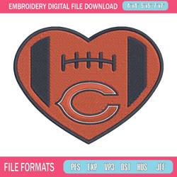 heart chicago bears embroidery design, chicago bears embroidery, nfl embroidery, sport embroidery, embroidery design (2