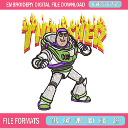 thrasher buzz lightyear embroidery design, buzz lightyear embroidery, cartoon design, embroidery file, instant download