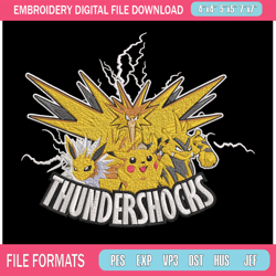 thundersocks embroidery design, pokemon embroidery, embroidery file, anime embroidery, anime shirt, digital download