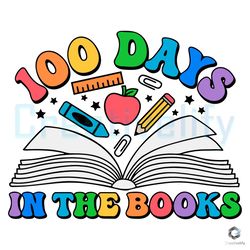 100 days in the books svg retro back to school file