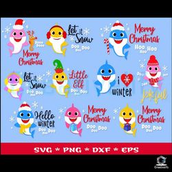 10 baby sharks winter svg mega bundle files for cricut