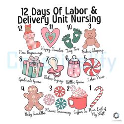 12 days of labor and delivery svg nurse xmas file