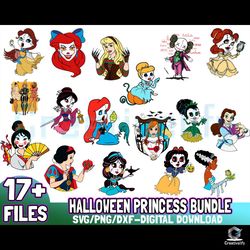 17 disney princess svg halloween bundle instant download