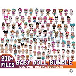 200 files baby doll bundle svg digital download