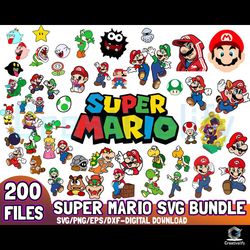 200 files super mario svg bundle digital download