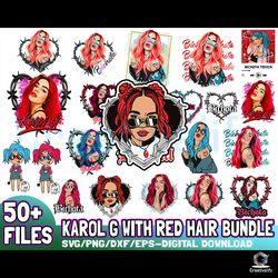 50 files karol g with red hair design png digital file