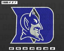 Duke Blue Devils Embroidery Designs, NCAA Logo Embroidery Files, Machine Embroidery Pattern, Digital120