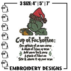Cup of fuckoffee grinch Embroidery design, Grinch christmas Embroidery, Grinch design, Embroidery Fi876