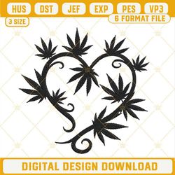 Marijuana Leaf Heart Embroidery Designs, Love Weed Machine Embroidery Files.jpg