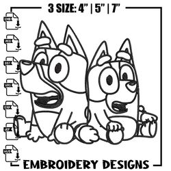 bluey bingo coloring pages embroidery, bluey embroidery, embroidery file, cartoon design, logo shirt, digital download.,