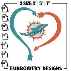 Heart Miami Dolphins embroidery design, Miami Dolphins embroidery, NFL embroidery, sport embroidery, embroidery design.j