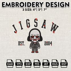 Jigsaw Est Embroidery files, Halloween Machine Embroidery Pattern, Horror Characters Embroidery Desi22