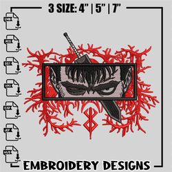 berserk embroidery design, berserk embroidery, anime design, logo design, anime shirt, embroidery file digital download,