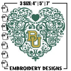 baylor bears heart embroidery design, sport embroidery, logo sport embroidery, embroidery design,ncaa embroidery,anime e