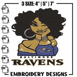 baltimore ravens girl embroidery design, ravens embroidery, nfl embroidery, logo sport embroidery, embroidery design,ani