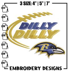 baltimore ravens dilly dilly embroidery design, baltimore ravens embroidery, nfl embroidery, logo sport embroidery.,anim