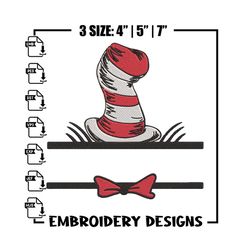 dr seuss hat embroidery design, cat in the hat embroidery, embroidery file, logo shirt, digital download..jpg