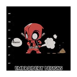 deadpool chibi embroidery design, deadpool embroidery, embroidery file, anime embroidery, anime shirt, digital download.