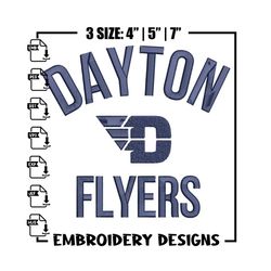 dayton flyers logo embroidery design, basketball embroidery, sport embroidery, logo sport embroidery, embroidery design.