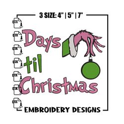 day til chrismas embroidery design,grinch embroidery, embroidery file, chrismas embroidery, anime shirt,digital download