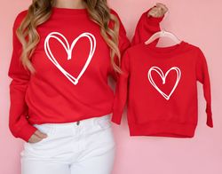 heart sweatshirt, valentines day sweatshirt, love sweatshirt, mommy and me outfit, womens valentine sweater, kids valent