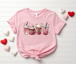 valentines day coffee cup heart shirt, valentines day shirt for women, latte valentine shirt, valentine day gift, happy