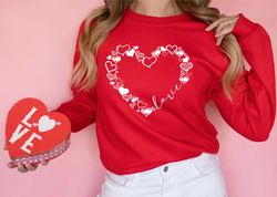 womens love sweatshirt, valentine graphic sweatshirt, cute heart valentines sweatshirt, valentines day shirt, valentines