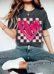 comfort colors, heart shirt, retro love shirt, love mom shirt, mothers day shirt, retro love shirt, cute valentine shirt