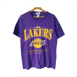 vintage 90s los angeles lakers basketball tee