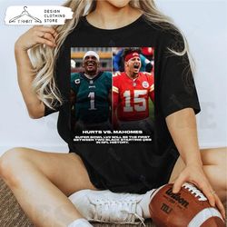 jalen hurts vs patrick mahomes fan t-shirt football fan shirt - iteeus