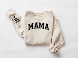 personalized mama sweatshirt with kid names on sleeve, mothers day gift, birthday gift for mom,new mom gift,minimalist c