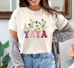 comfort colors, yaya shirt, wildflowers grandma shirt, yaya gift, gift for new grandmother, pregnancy announcement, gift