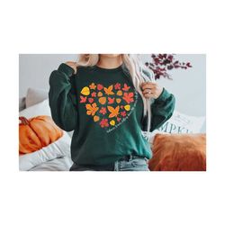 fall leaves sweatshirt, autumn leaves heart shirt, fall heart shirt,thanksgiving gift, fall gift for women, fall gifts,f