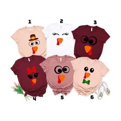 cute turkey faces thanksgiving shirt, friendsgiving shirts, thanksgiving shirt, thankful greatful blessed, fall shirts,f