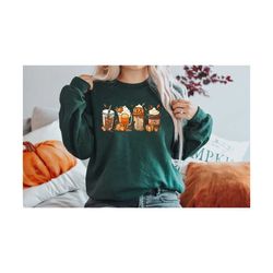 cute fall coffee sweatshirt, fall coffee tee, coffee lover shirt, halloween pumpkin latte drink cup, pumpkin spice shirt