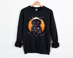 halloween astronaut black cat sweatshirts, sweatshirt, halloween cat sweatshirt, astronaut sweatshirt, halloween space s