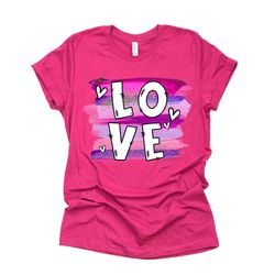 valentine gnomes, cute love with brush strokes, brushstrokes love design, premium unisex shirt, 3 color choices, 3x vale