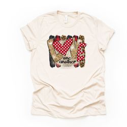valentines day, love one another leopard and polka dot design on premium unisex shirt, 2 color choices, 2x, 3x, 4x, plus