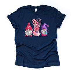 valentines day, valentine day gnomes with flowers in a vase design, premium unisex shirt, 3 color choices, 3x valentine,