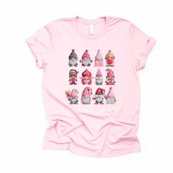 valentines tee, super cute rows of valentine gnomes design, premium unisex shirt, 3 color choices, 3x valentine, 4x vale