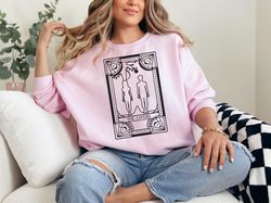 the lovers sweatshirt, tarot card hoodie, skeleton lovers tarot card tee, mystical tarot card shirt, tarot card lovers v