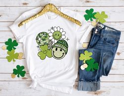 retro st patricks smiley shirt, st patricks day shirt, shamrock shirt, st patricks day tee, st pattys shirt, st patricks