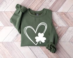 shamrock heart shirt, heart shamrock shirt, clover heart shirt, st patricks day heart shirt, hand drawn clover heart shi