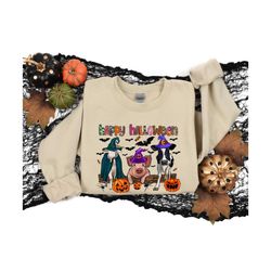 happy halloween farm sweatshirt, halloween cow shirt, halloween pig shirt, happy halloween shirt,trick or treat horror s