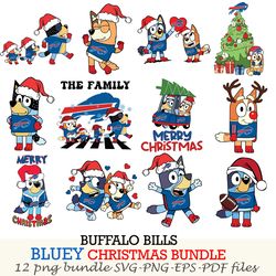 buffalo bulls bundle 12 zip bluey christmas cut files,for cricut,svg eps png dxf,instant download